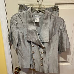 2 pc silver short sleeve suit size 8